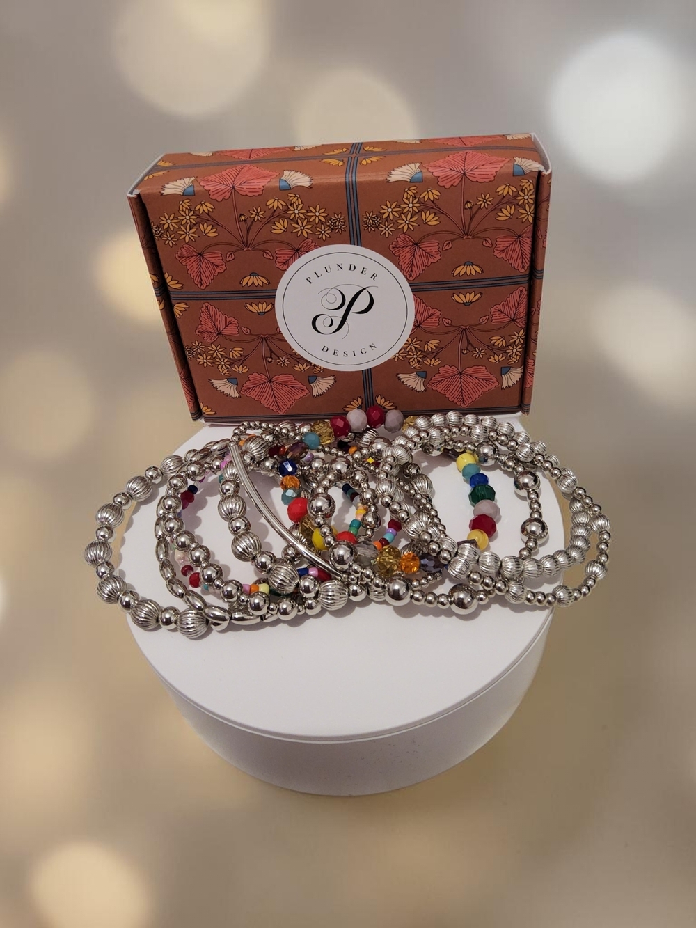 Plunder Silver Multi-Color Beaded Bracelet Set